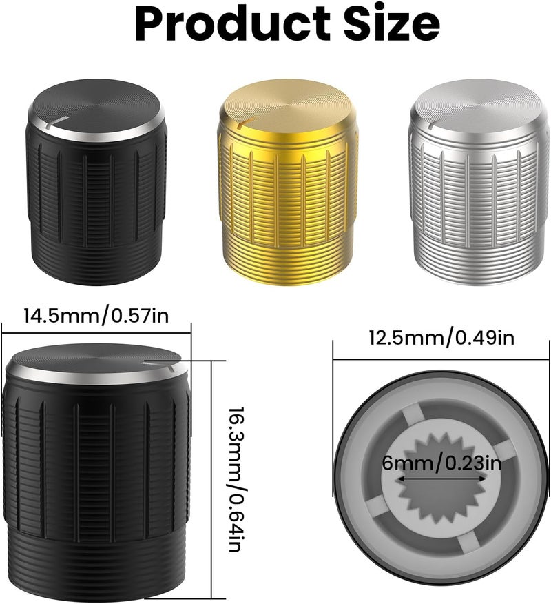 BaYiToo 30 Pcs Potentiometer Control Knobs, 6mm Aluminium Alloy Knob Swicth Replacement for Electric Guitar Volume Tone Knobs - Image 2